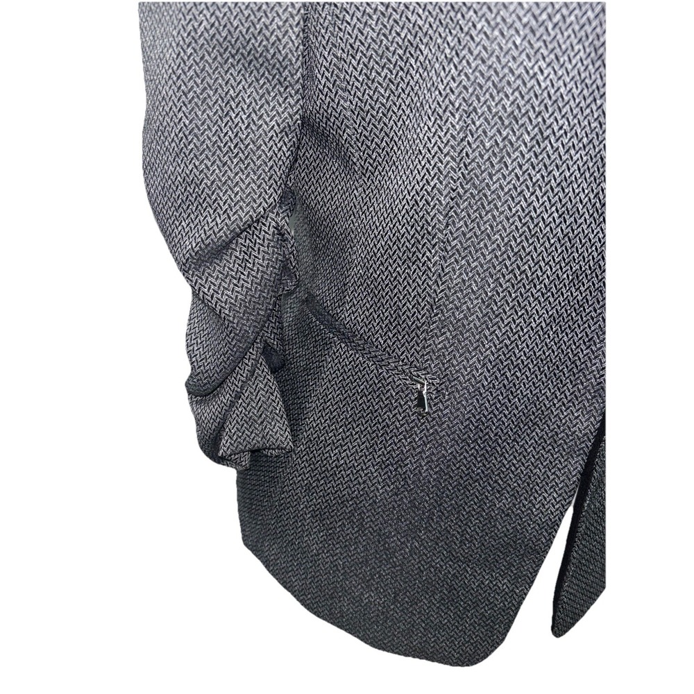 Tahari ASL Petite 8P Grey Herringbone Tuxedo Blazer Ruched Sleeve Zipper‎ Accent - Picture 7 of 13